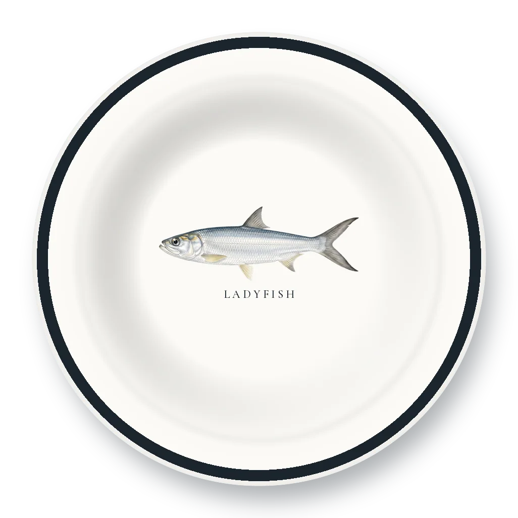 Enamel Bowl with Ladyfish illustration