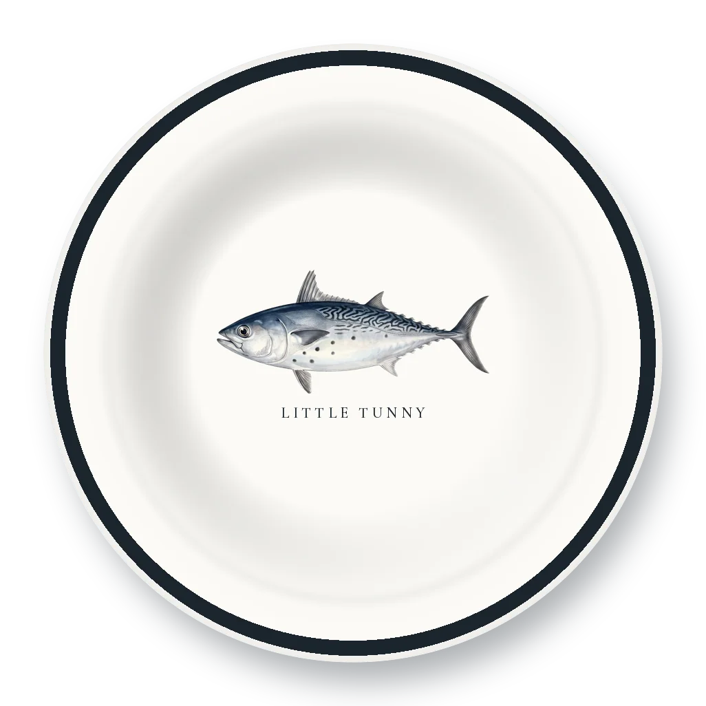 Enamel Bowl with Little Tunny illustration
