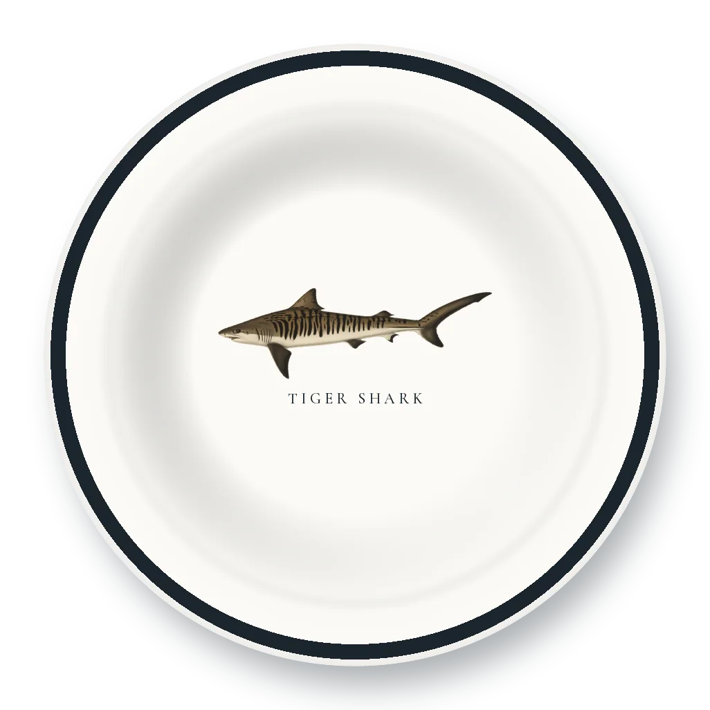 Enamel Bowl with Tiger Shark illustration