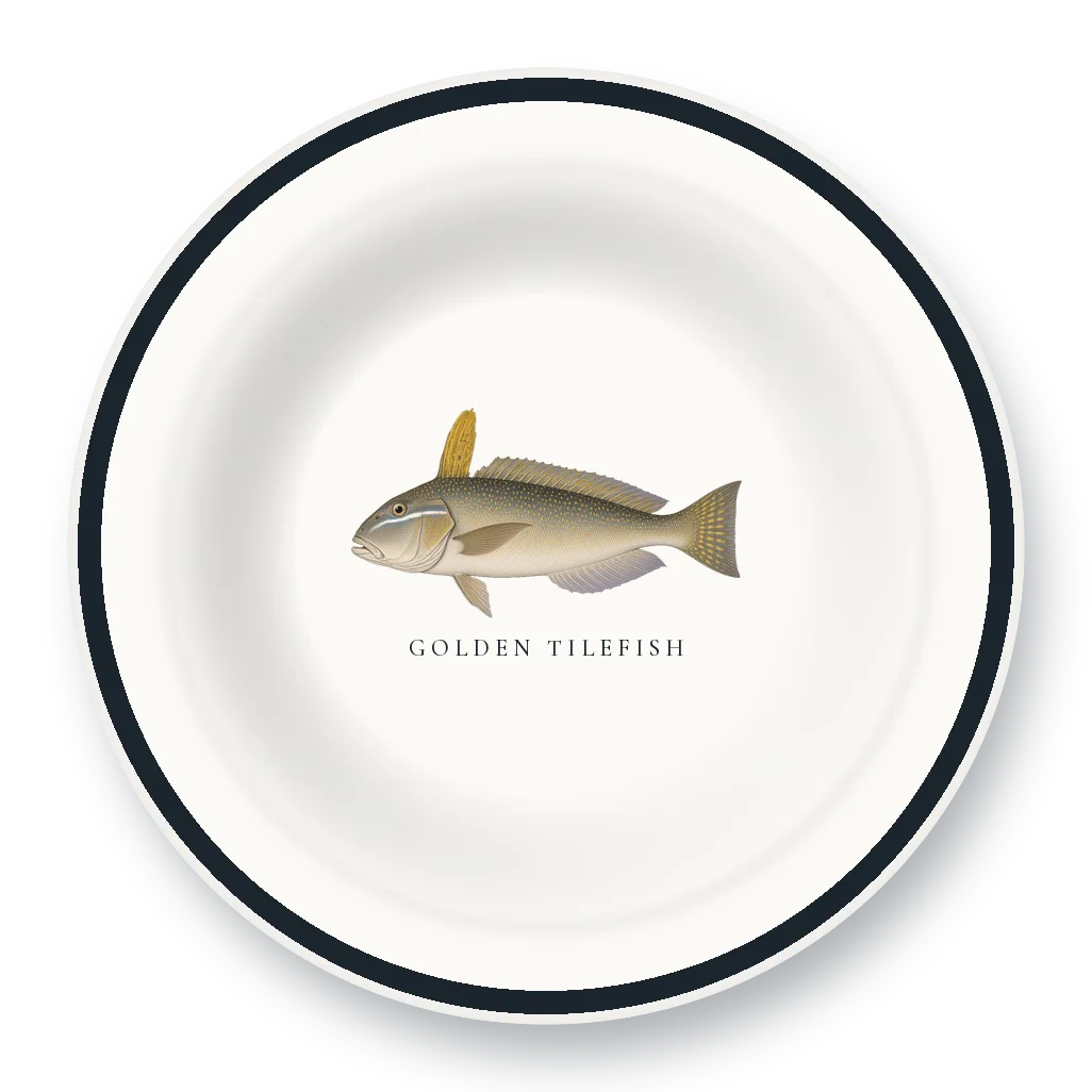 Enamel Bowl with Golden Tilefish illustration