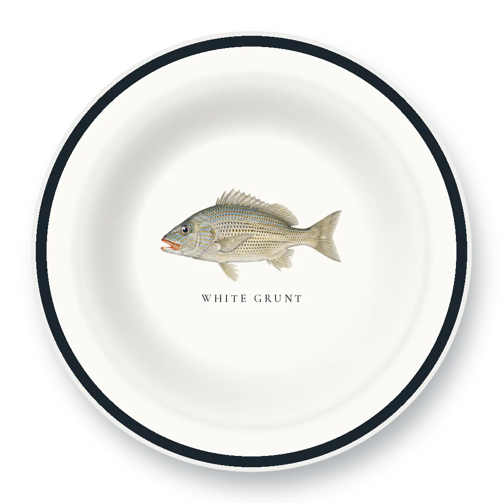 Enamel Bowl with White Grunt illustration
