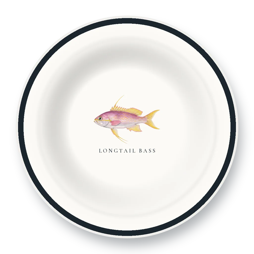 Enamel Bowl with Longtail Bass illustration