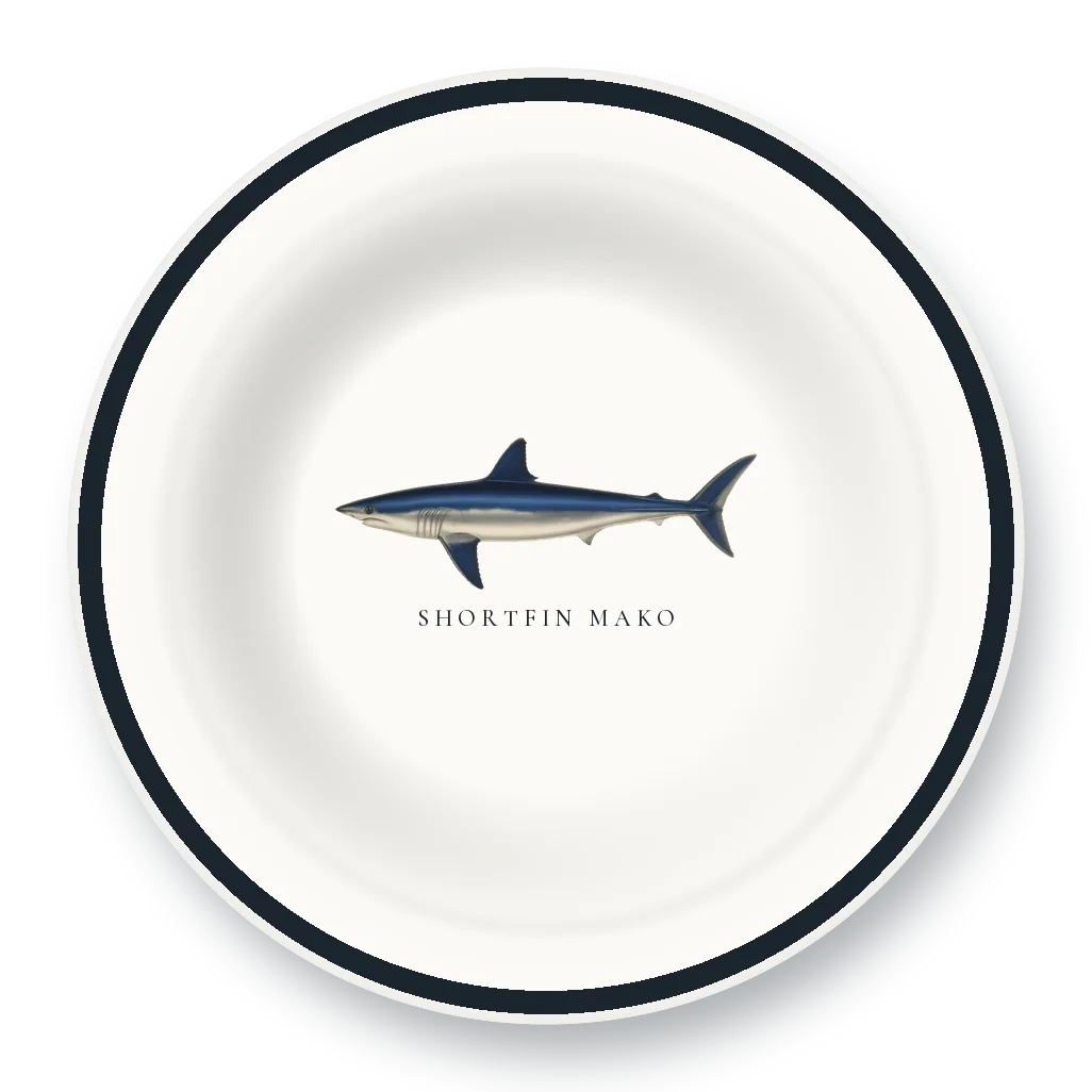 Enamel Bowl with Shortfin Mako illustration