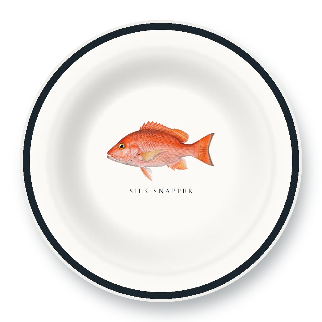 Enamel Bowl with Silk Snapper illustration