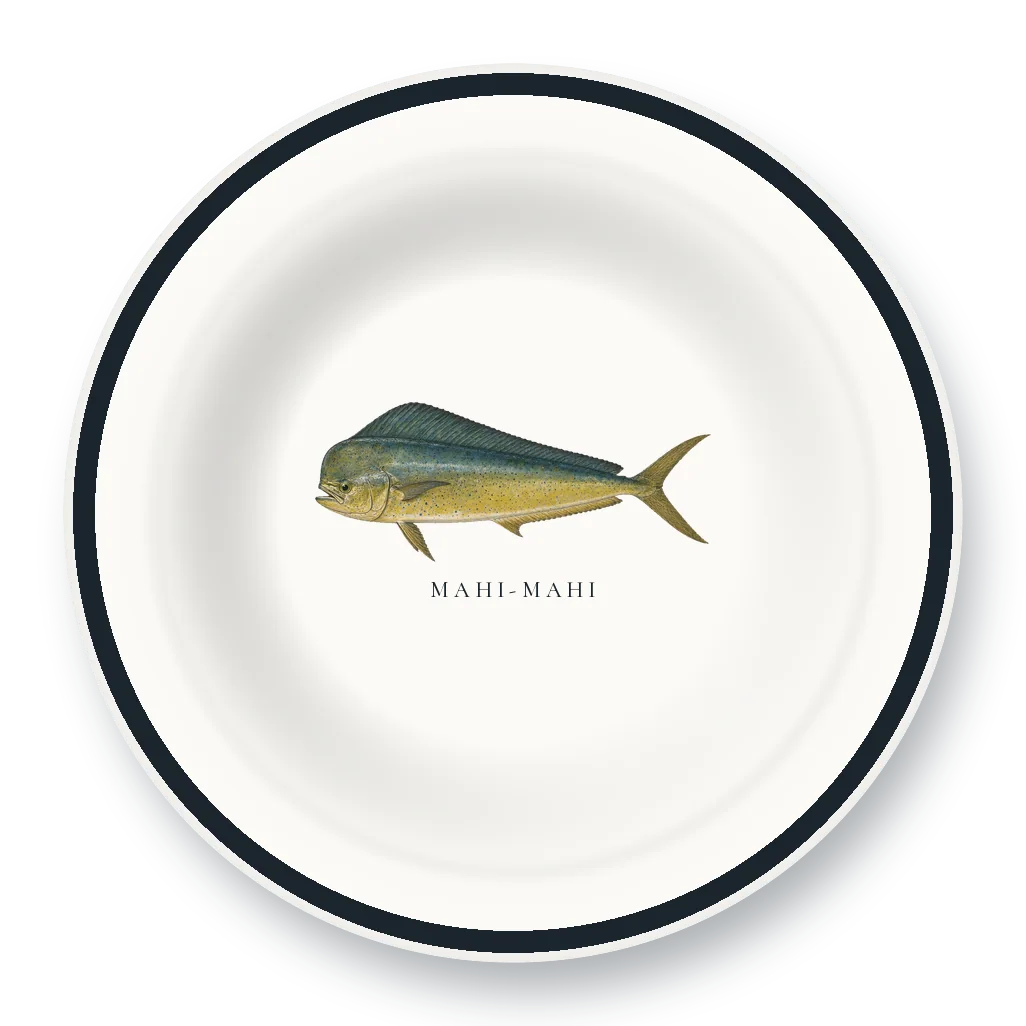 Enamel Bowl with Mahi-mahi illustration