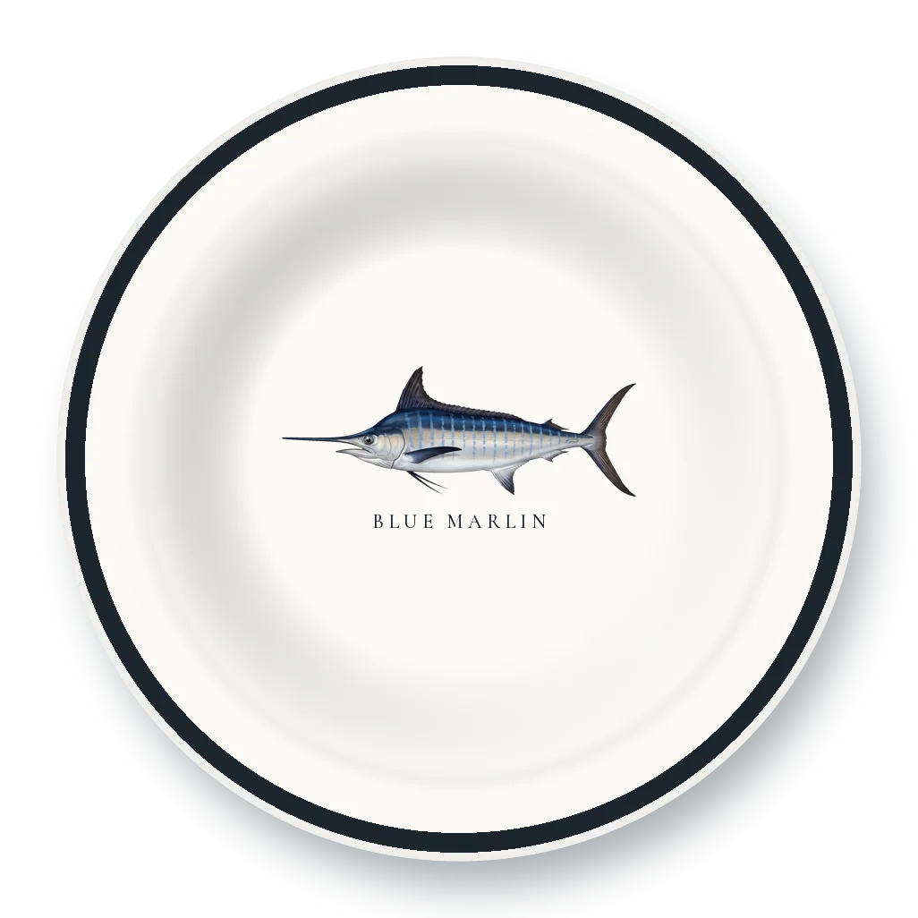 Enamel Bowl with Blue Marlin illustration