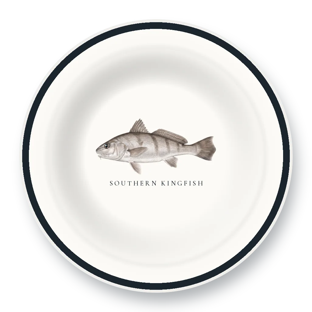 Enamel Bowl with Southern Kingfish illustration
