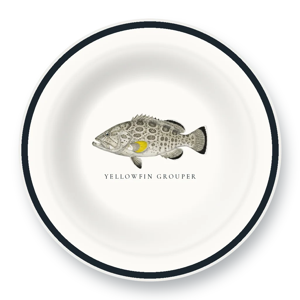 Enamel Bowl with Yellowfin Grouper illustration