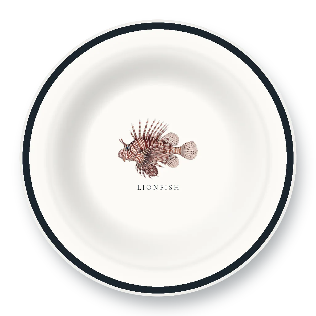 Enamel Bowl with Lionfish illustration