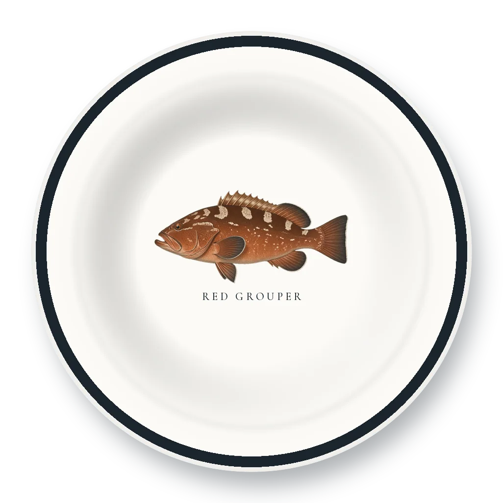 Enamel Bowl with a Red Grouper illustration