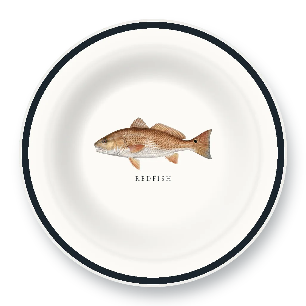 Enamel Bowl with Redfish illustration