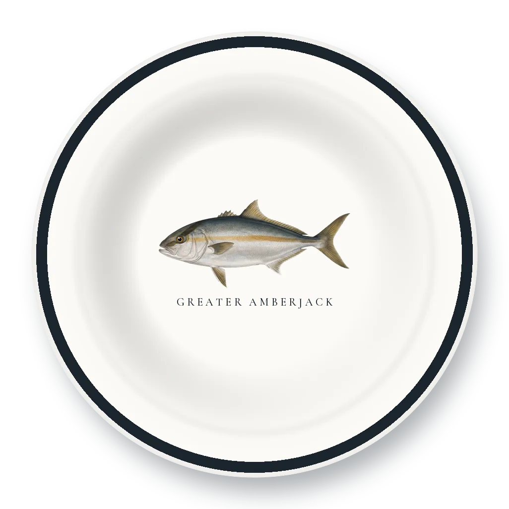 Enamel Bowl with Greater Amberjack illustration