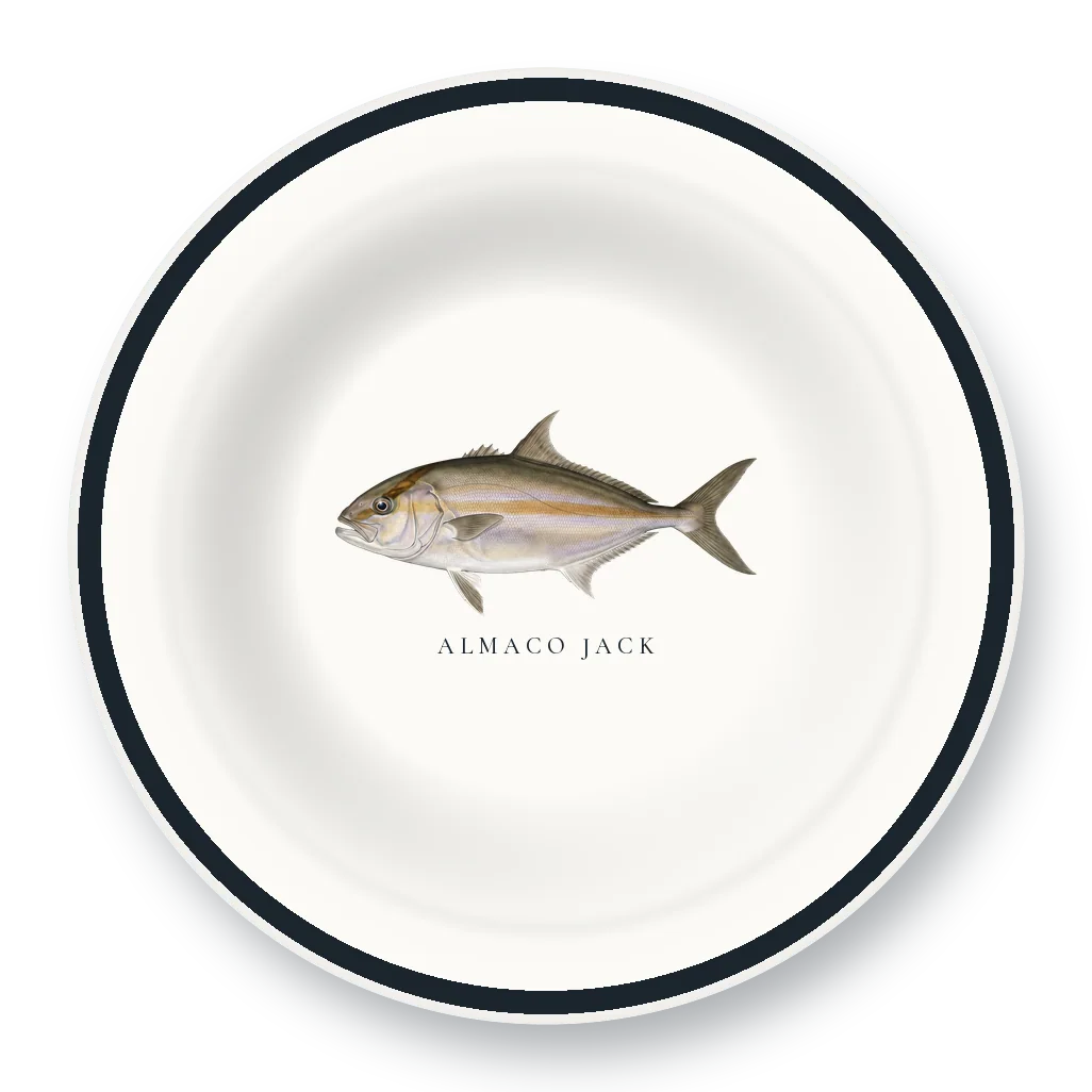 Enamel Bowl with Almaco Jack illustration