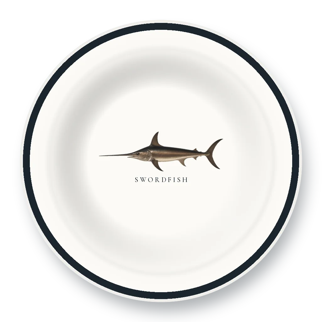 Enamel Bowl with Swordfish illustration