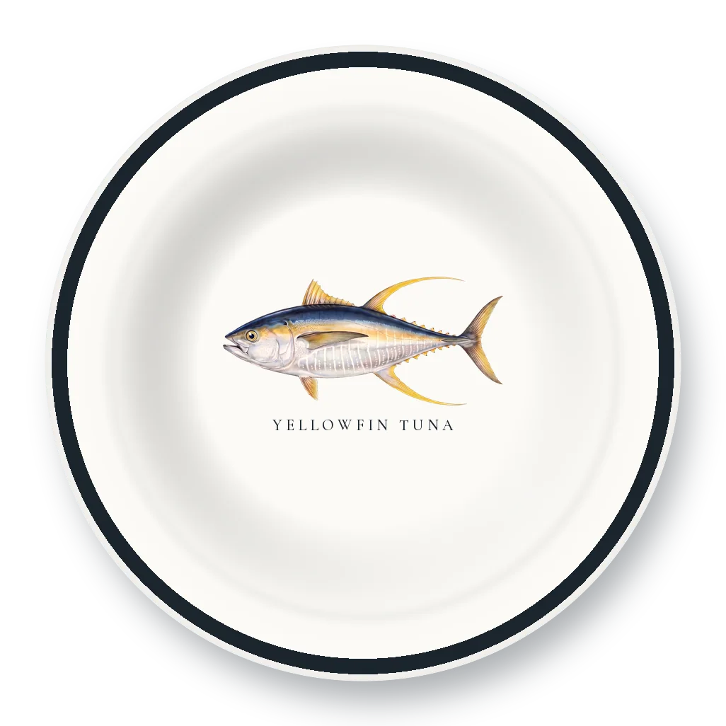 Enamel Bowl with Yellowfin Tuna illustration
