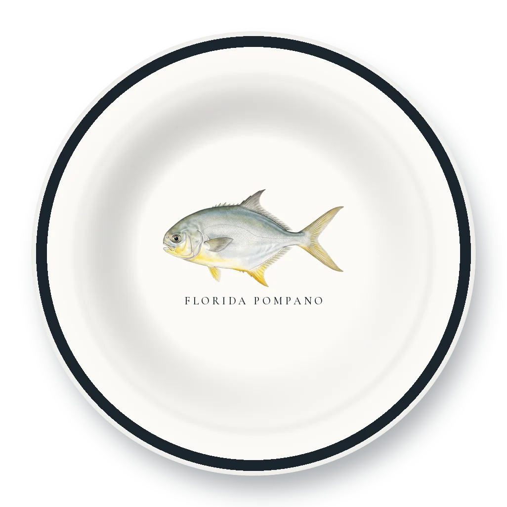 Enamel Bowl with Florida Pompano illustration