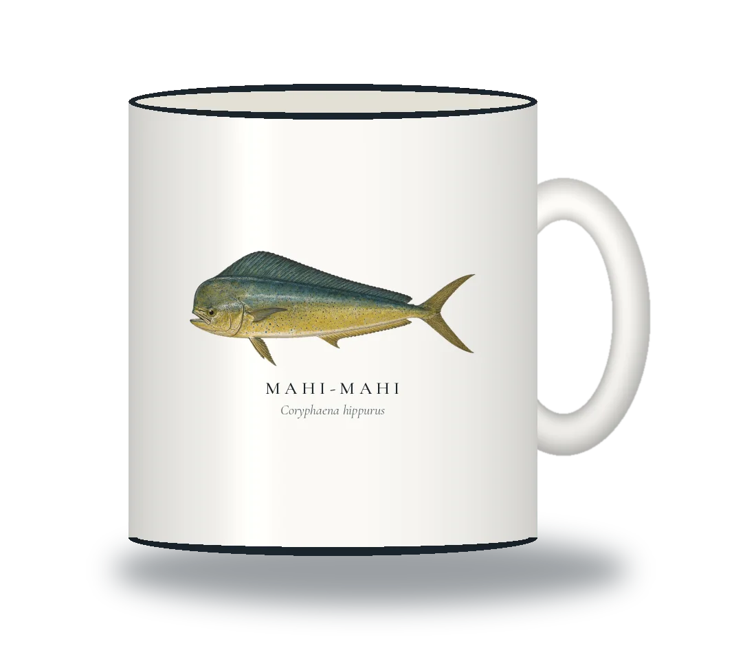 Enamel Camp Mug with Mahi-mahi illustration