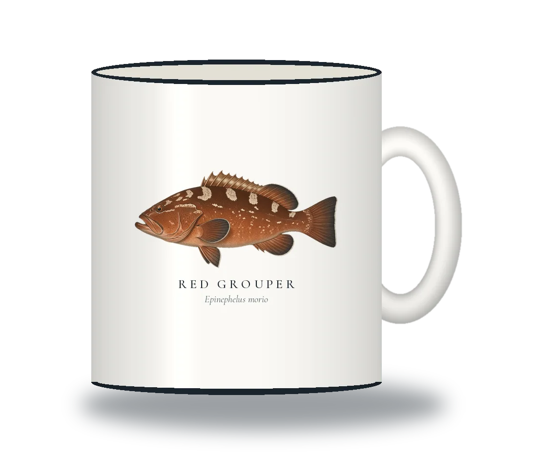 Enamel Camp Mug with a Red Grouper illustration