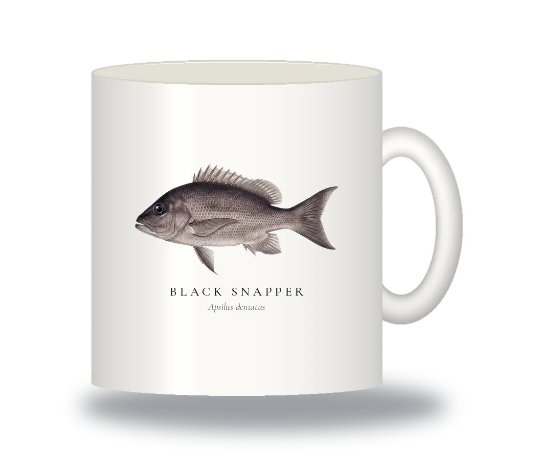Ceramic Mug with Black Snapper illustration