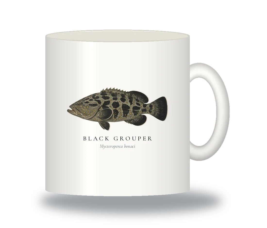 Ceramic Mug with Black Grouper illustration