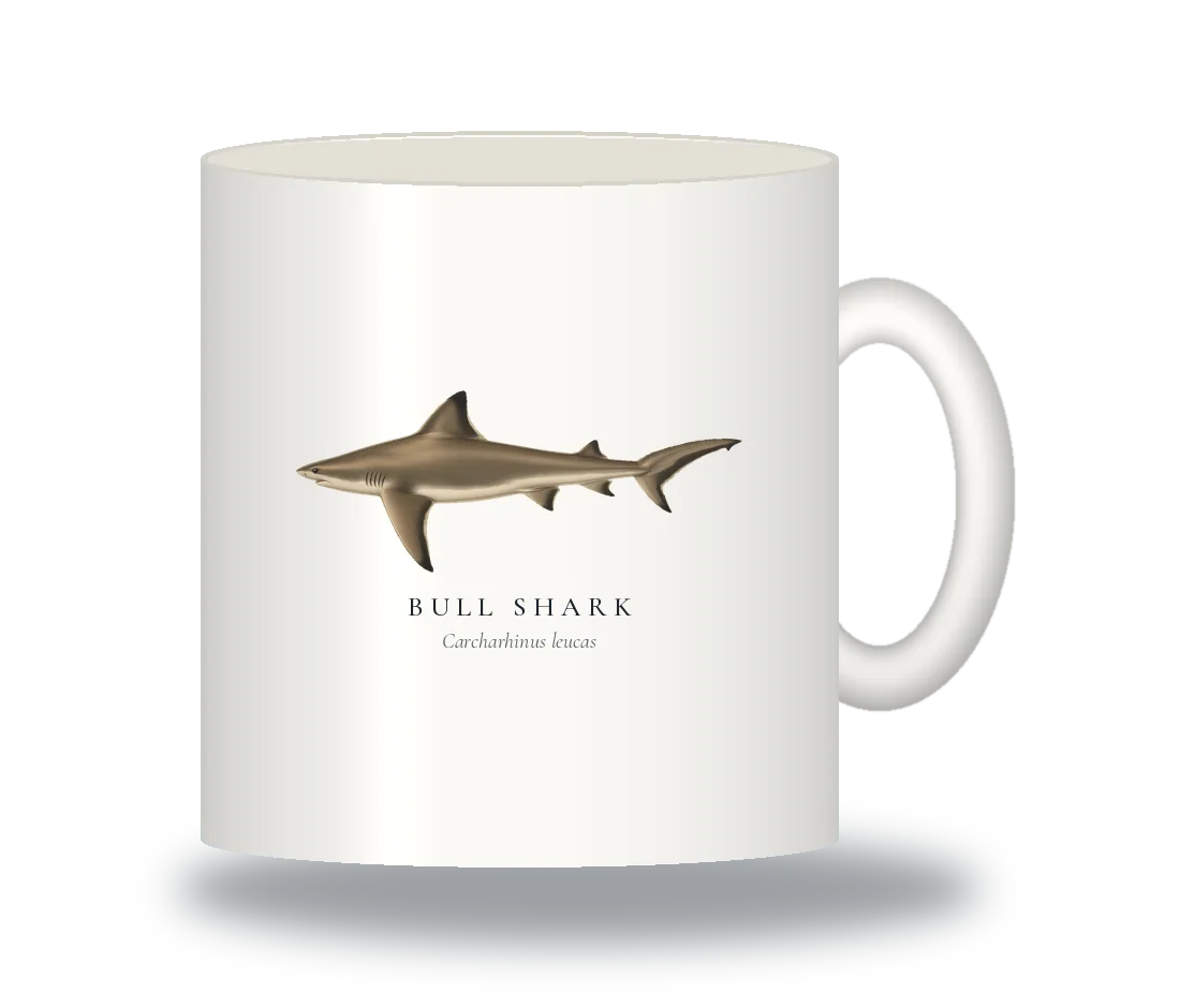 Ceramic Mug with Bull Shark illustration