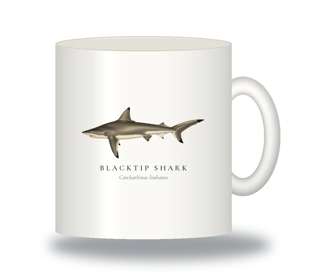 Ceramic Mug with Blacktip Shark illustration