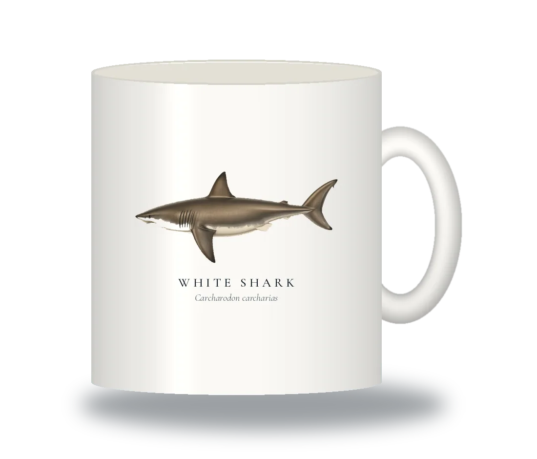 Ceramic Mug with White Shark illustration