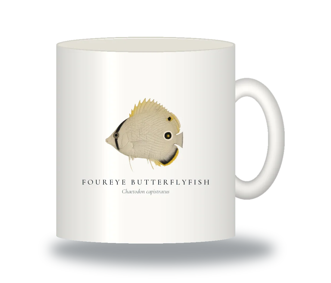 Ceramic Mug with Foureye Butterflyfish illustration
