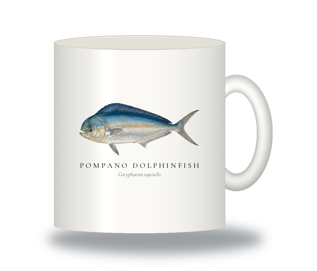 Ceramic Mug with Pompano Dolphinfish illustration