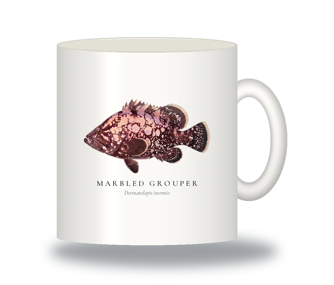 Ceramic Mug with Marbled Grouper illustration