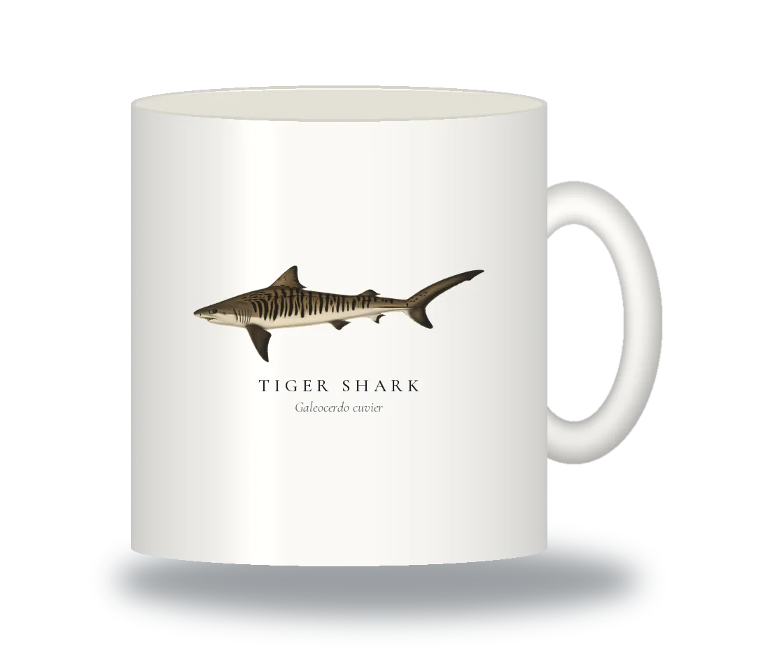 Ceramic Mug with Tiger Shark illustration
