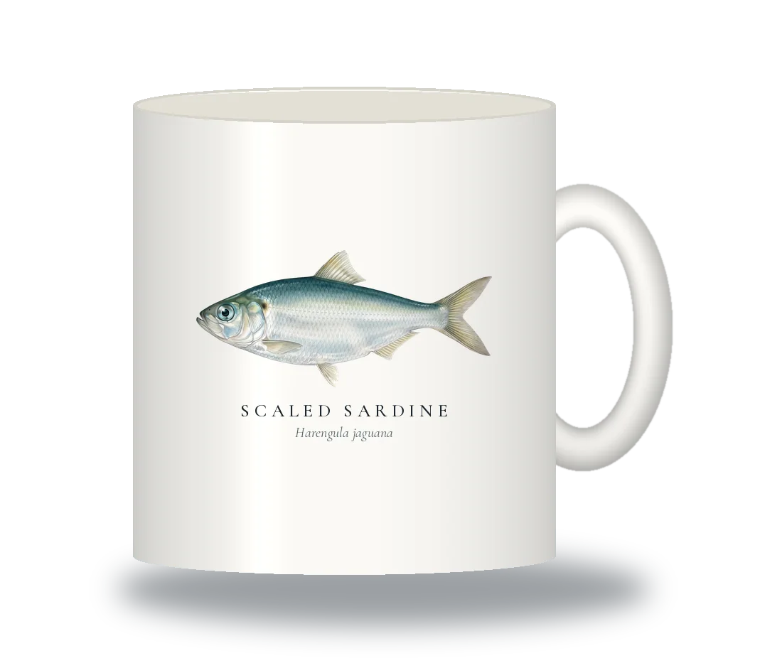 Ceramic Mug with Scaled Sardine illustration