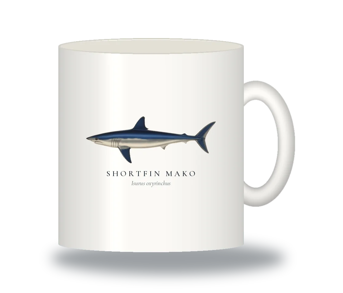 Ceramic Mug with Shortfin Mako illustration