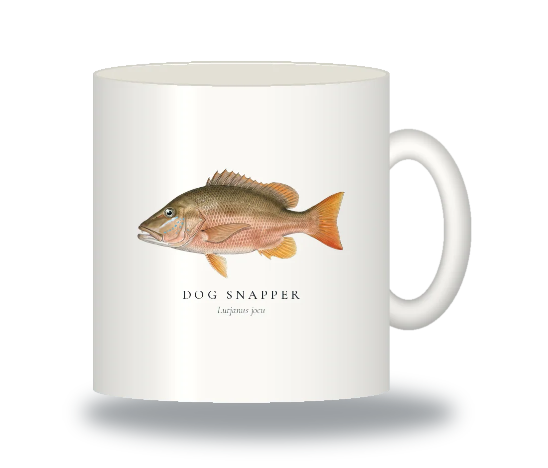 Ceramic Mug with Dog Snapper illustration