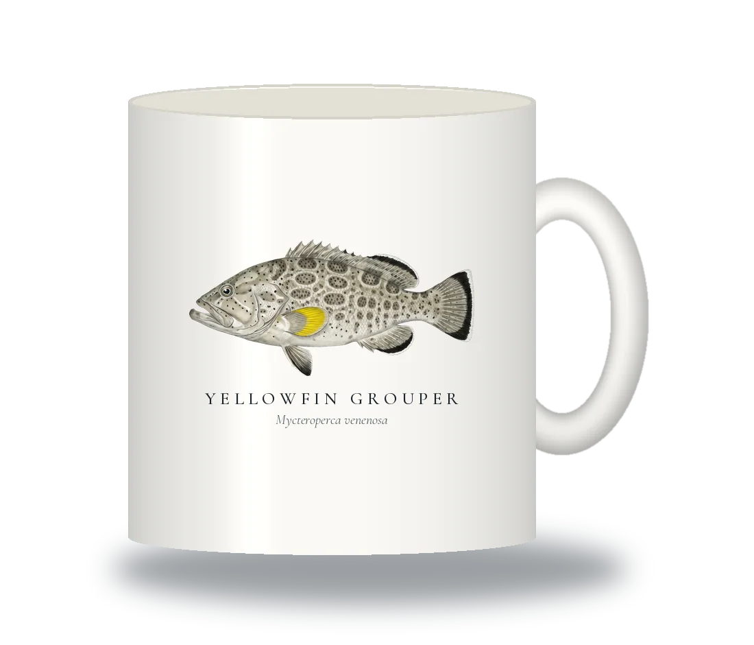 Ceramic Mug with Yellowfin Grouper illustration