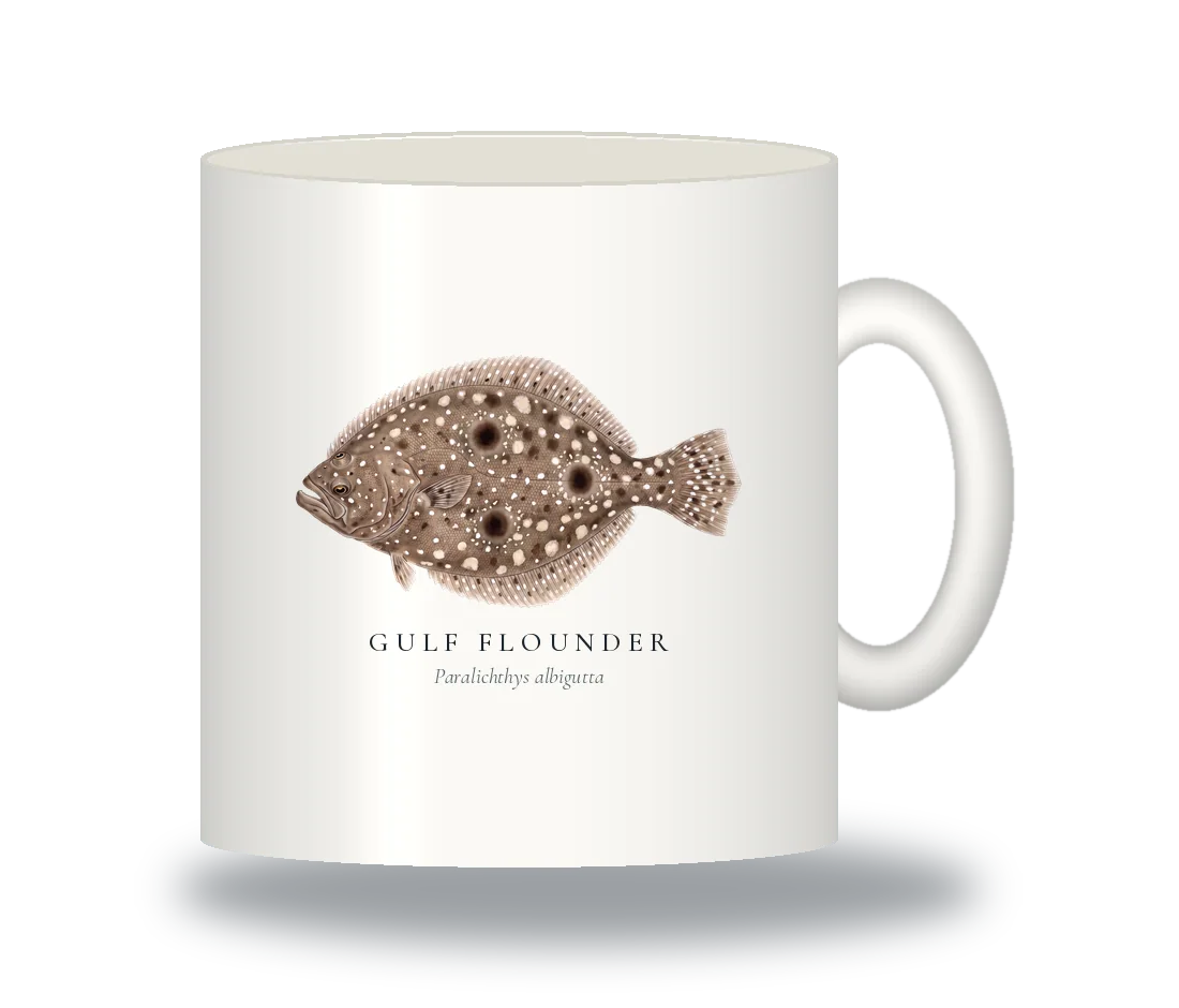 Ceramic Mug with Gulf Flounder illustration