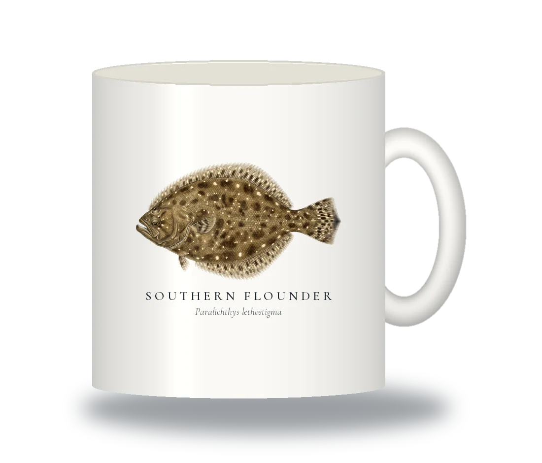 Ceramic Mug with Southern Flounder illustration