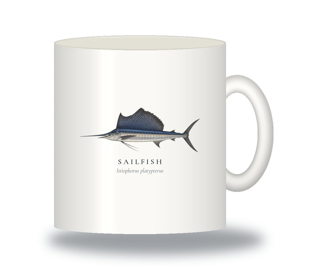 Ceramic Mug with Sailfish illustration