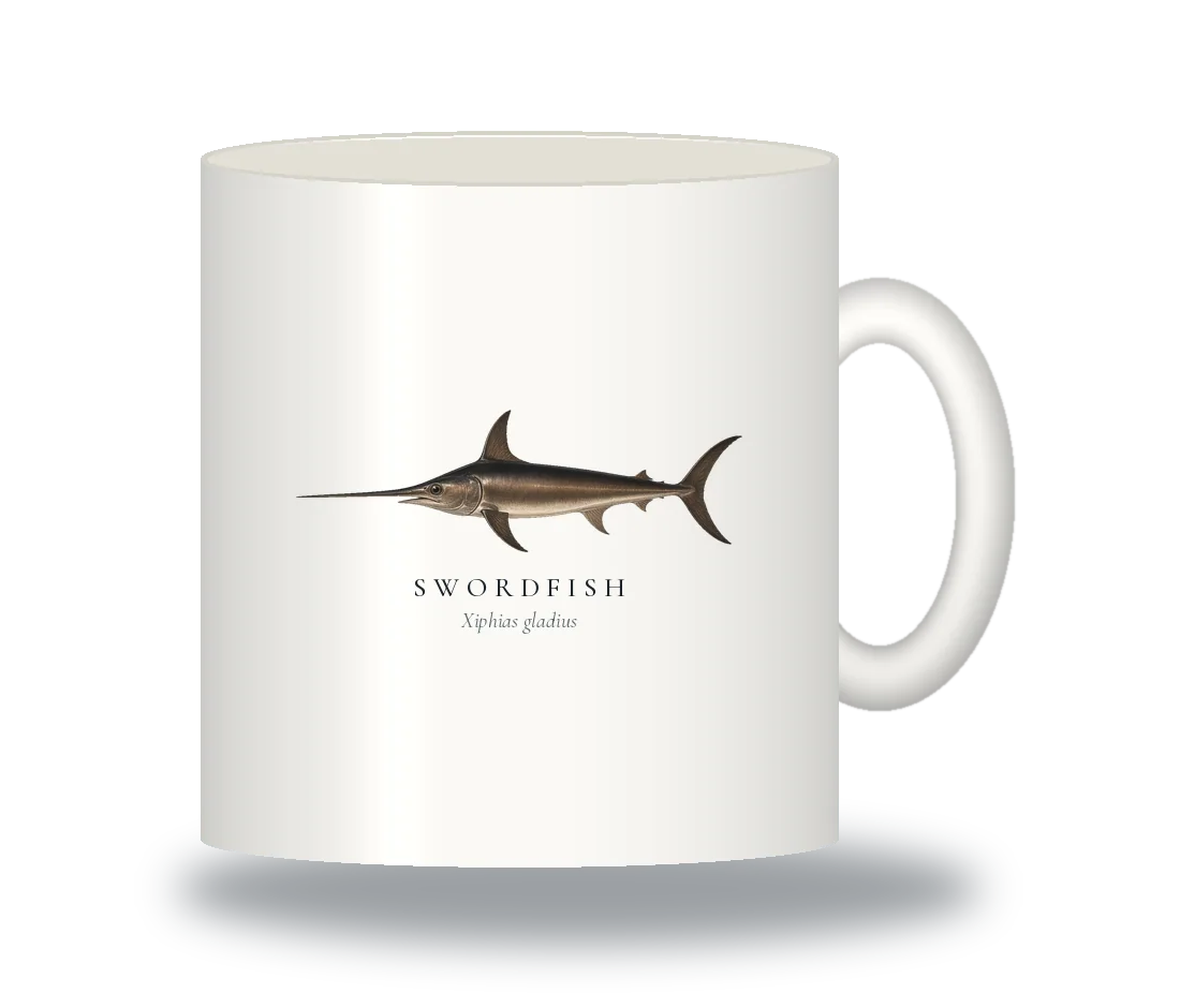 Ceramic Mug with Swordfish illustration