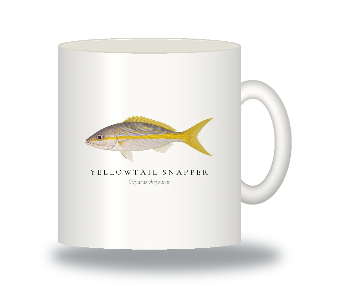 Ceramic Mug with Yellowtail Snapper illustration