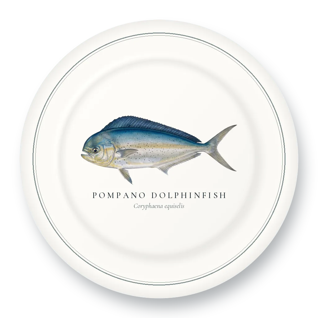 Dinner Plate with Pompano Dolphinfish illustration