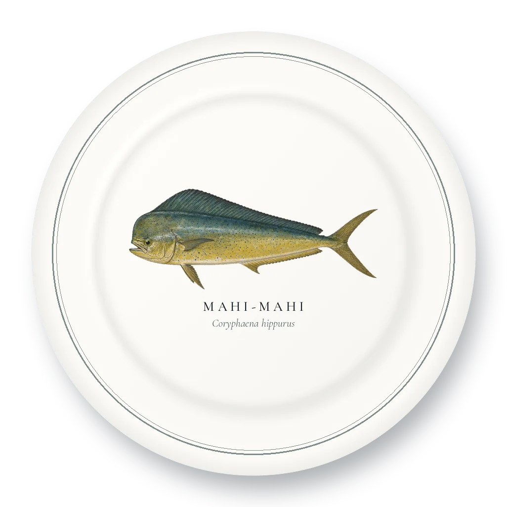 Dinner Plate with Mahi-mahi illustration