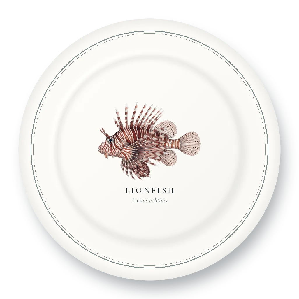 Dinner Plate with Lionfish illustration