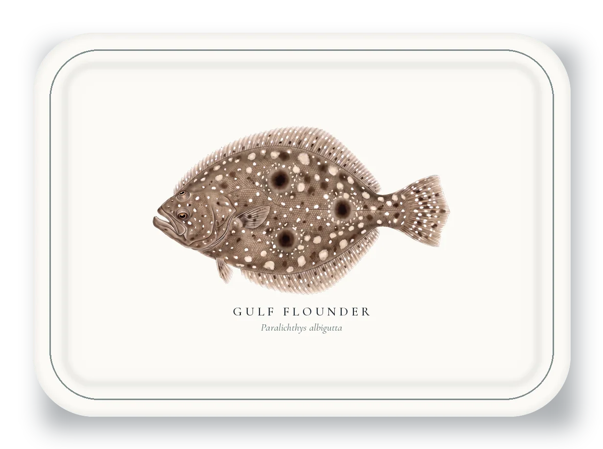 Serving Platter with Gulf Flounder illustration