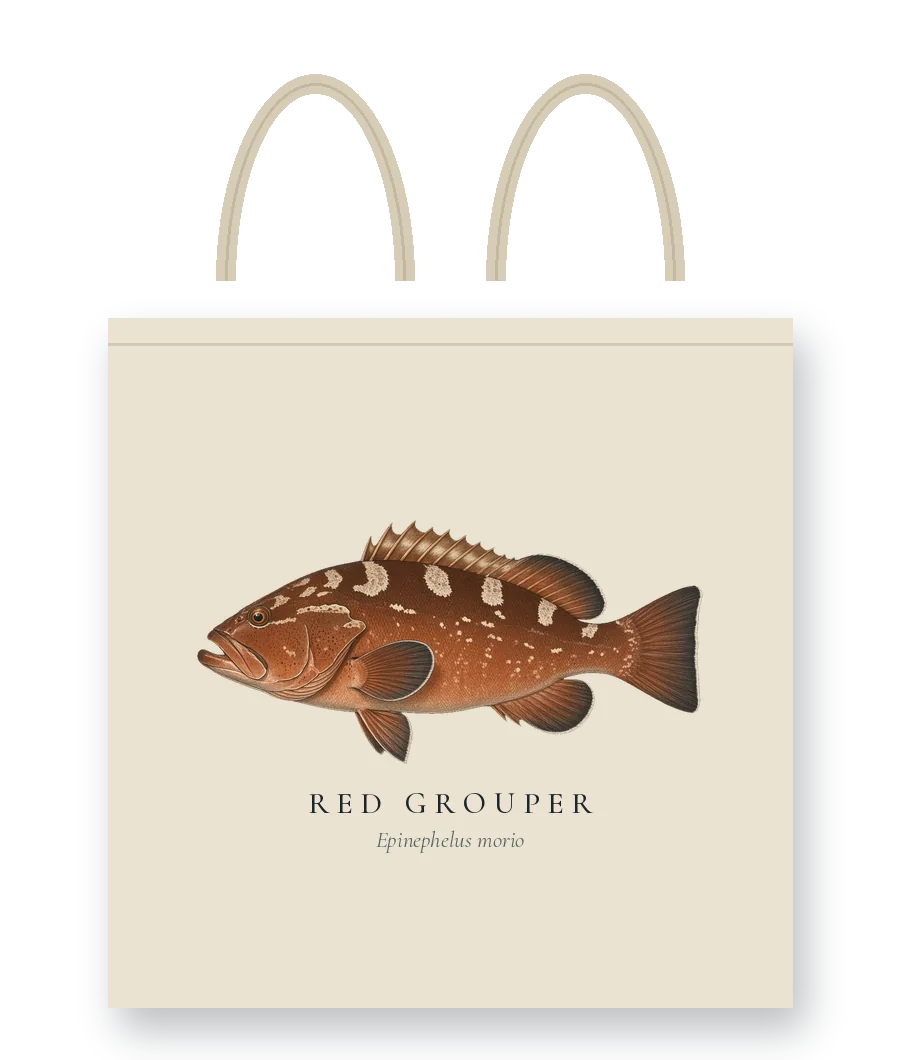 Canvas Tote with Red Grouper illustration